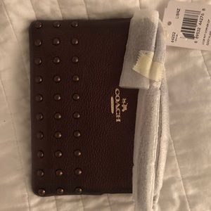 NWT Coach Wristlet, Metallic Bronze Leather